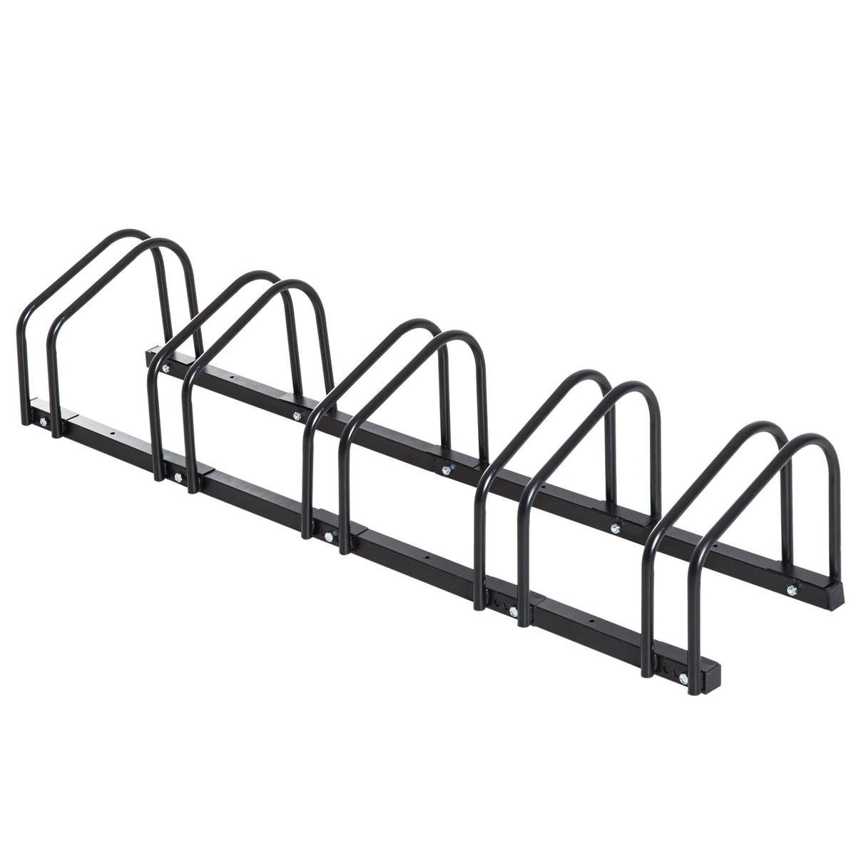 Râtelier 5 vélos range-vélos support rangement vélo à pneu 65 mm dim. 145L x 33l x 27H cm acier noir-0