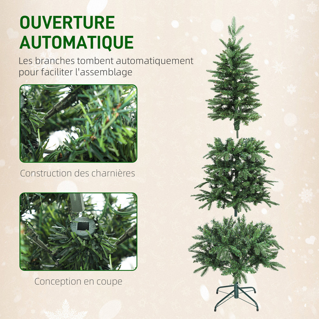Sapin de Noël artificiel 150 cm, arbre de Noël slim avec 150 lumières 8 modes d'éclairage 431 branches articulées, vert-6