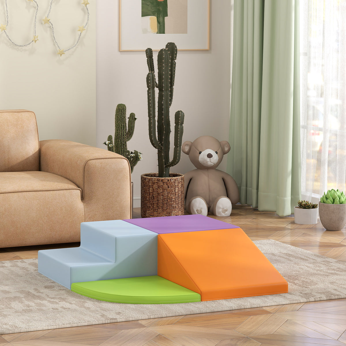 4 blocs de construction XL - modules de motricité - mousse EPE polyuréthane, vert orange violet et bleu-9
