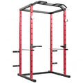 Station de Musculation Multifonction Acier Charge 460 kg, Barre de Traction, Rack de Squat, Dips, 160x112x215cm, Rouge-0
