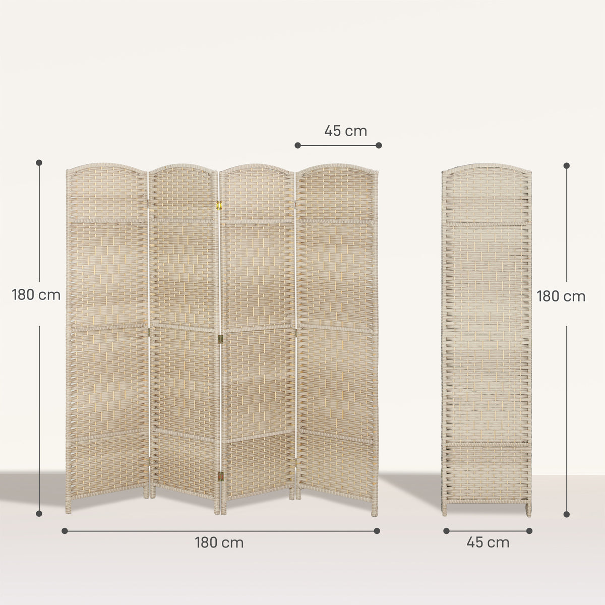 Paravent intérieur en bois 4 panneaux séparateur de pièce pliable pour salon chambre 180 x 180 cm chêne-2