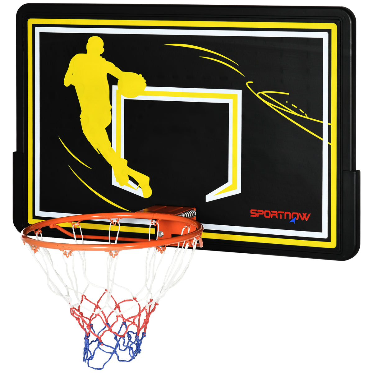 Panier de basket mural panier de basket extérieur panneau incassable filet anti-déchirure 110 x 90 x 70 cm noir-0