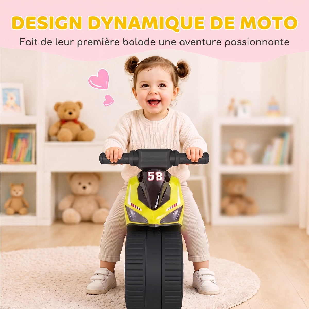 Draisienne pour Enfant, Vélo d'Équilibre avec Musique et Roues Extra-Larges, pour Filles et Garçons 18-36 Mois, Vert-3
