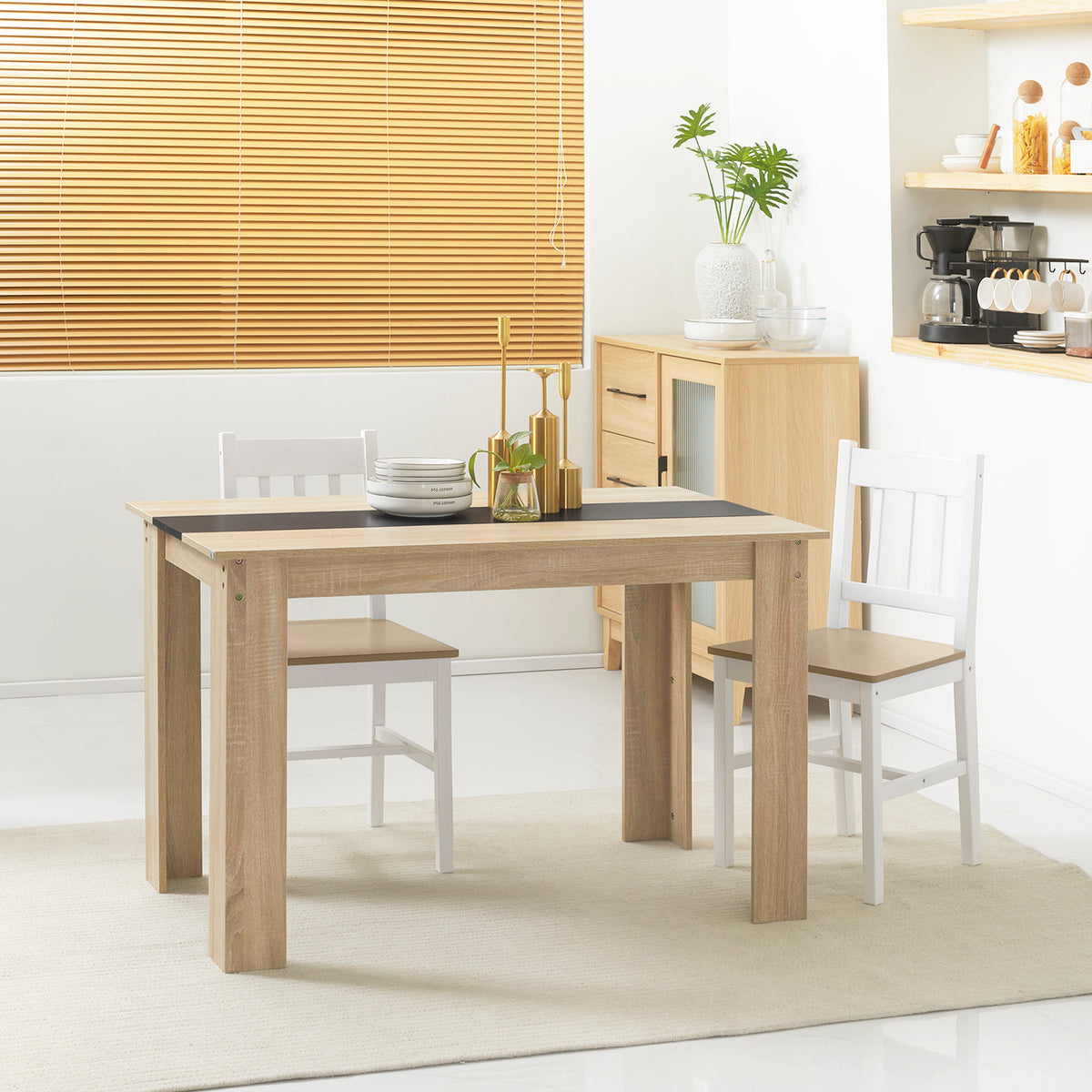 Table à manger table de cuisine design moderne avec grand plateau 2-4 personnes en bois dim. 120L x 69l x 75H cm-1