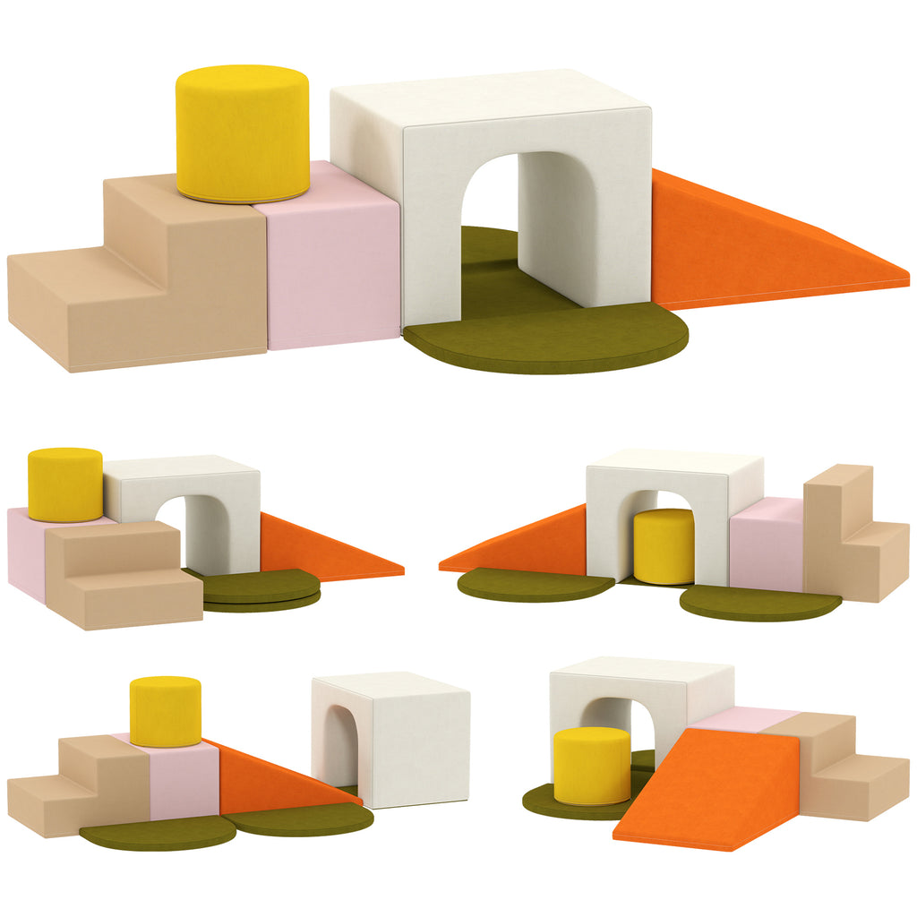 Parcours motricité bébé 8PCS, module motricité Bébé en mousse avec housse en velours lavable 51 x 40 x 40 cm multicolore-0