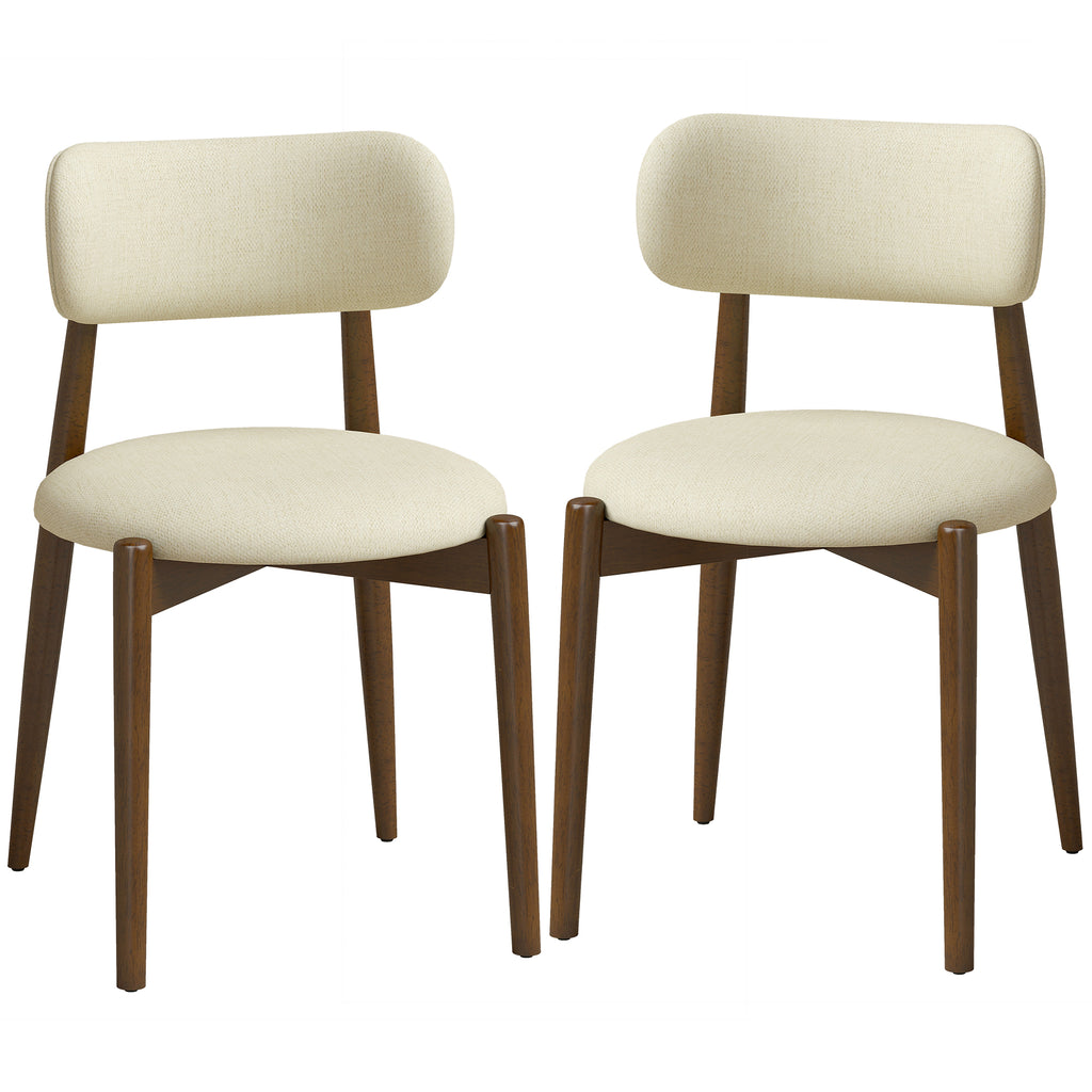 Lot de 2 Chaises Salle à Manger, Chaises de Cuisine en Chenille avec Dossier Incurvé, Assise Rembourrée, Beige-0