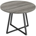 Table à Manger Ronde pour 4 Personnes Ø 100 cm, Cadre Carré en Acier Carbone, Style Industriel, Effet Bois Gris-0