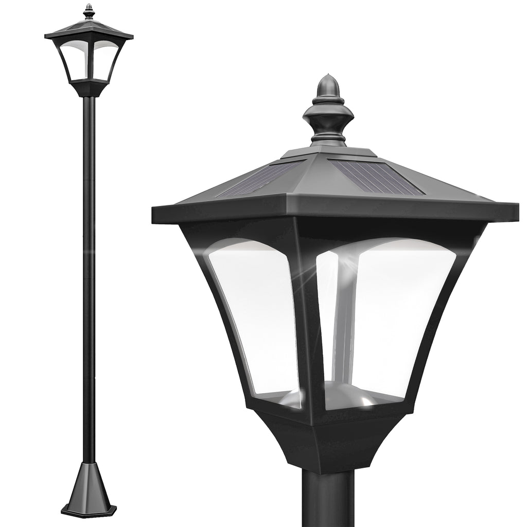 Luminaire extérieur lampadaire sur pied solaire lampadaire lanterne classique LED 30 Lm dim. 15L x 15l x 120H cm noir-0