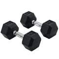 Ensemble d'haltères courtes total 2 x 10 Kg, haltères musculation fitness pour homme et femme, entraînement musculaire & haltérophilie - métal caoutchouc noir-0