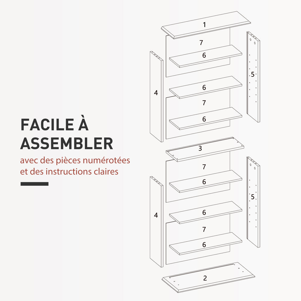 Rangements pour CD et DVD avec 8 compartiments et 6 étagères réglables, capacité max. 360 CD/185 DVD et Blu-ray, gris-6