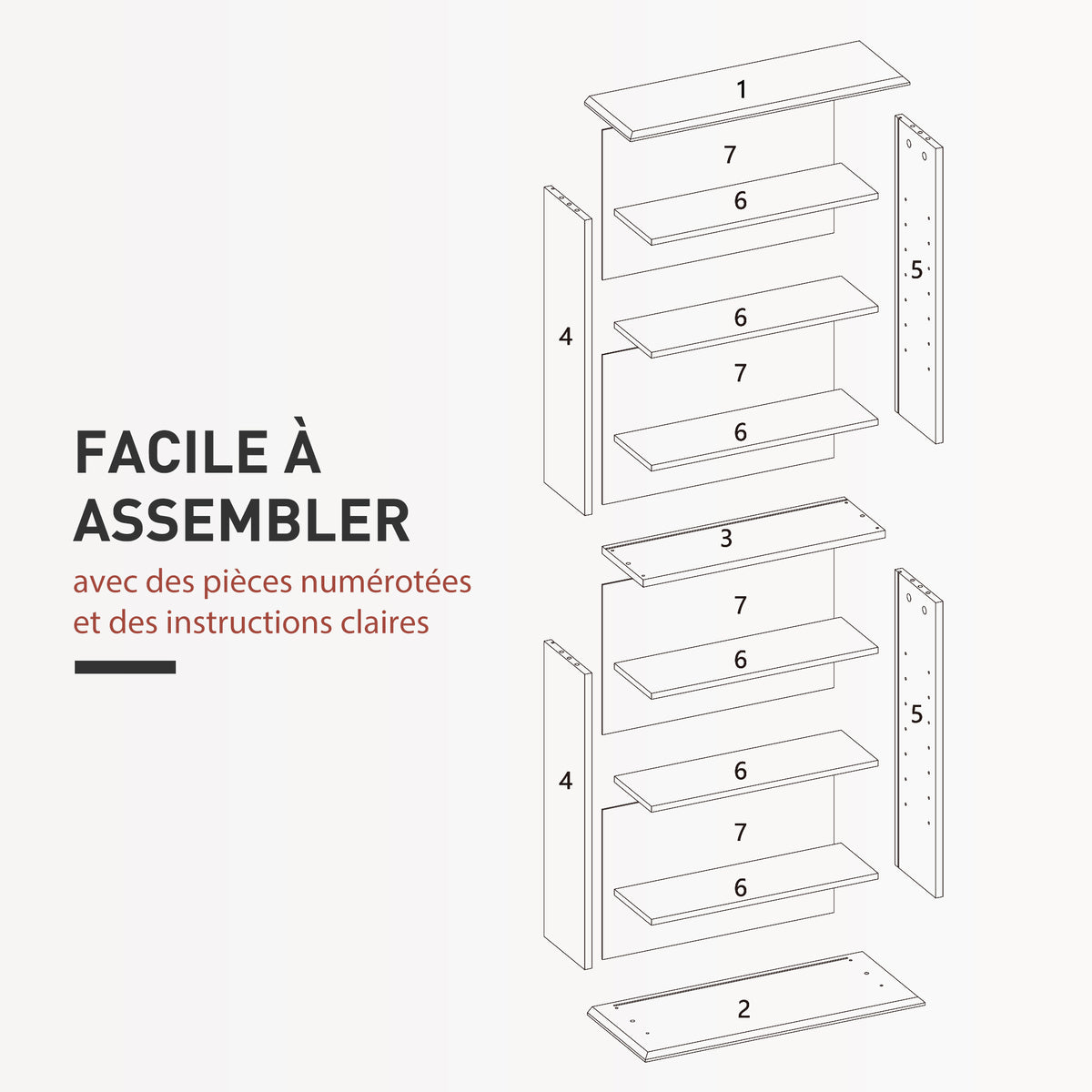 Rangements pour CD et DVD avec 8 compartiments et 6 étagères réglables, capacité max. 360 CD/185 DVD et Blu-ray, gris-6