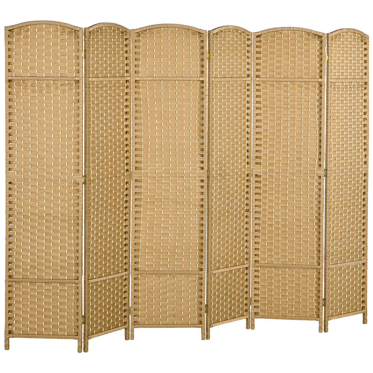 Paravent interieur en bois 6 panneaux 240 x 170 cm séparateur de pièce pliable pour salon, chambre à coucher, naturel-0