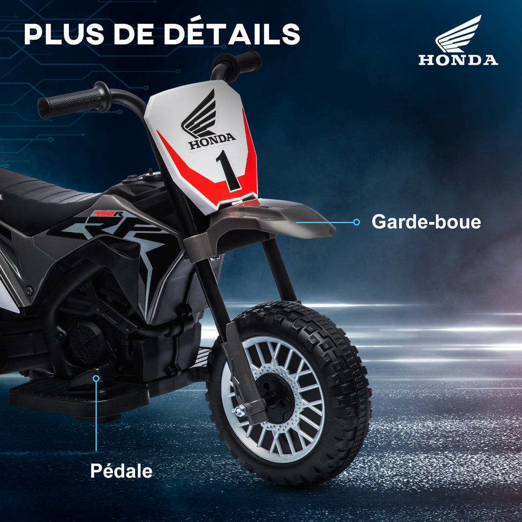 Moto cross éléctrique pour enfant licence Honda CRF450RL 3 roues batterie 6V enfants 18-36 mois gris-6