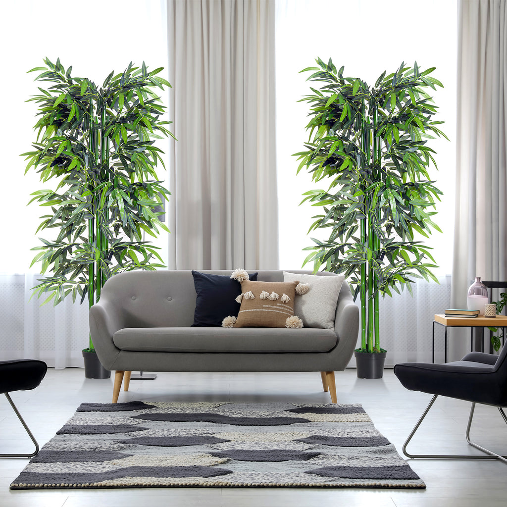 Lot de 2 Bambous Artificiel XXL 1,80H m arbre artificiel 1105 Feuilles denses réalistes Pot Inclus Noir Vert-8