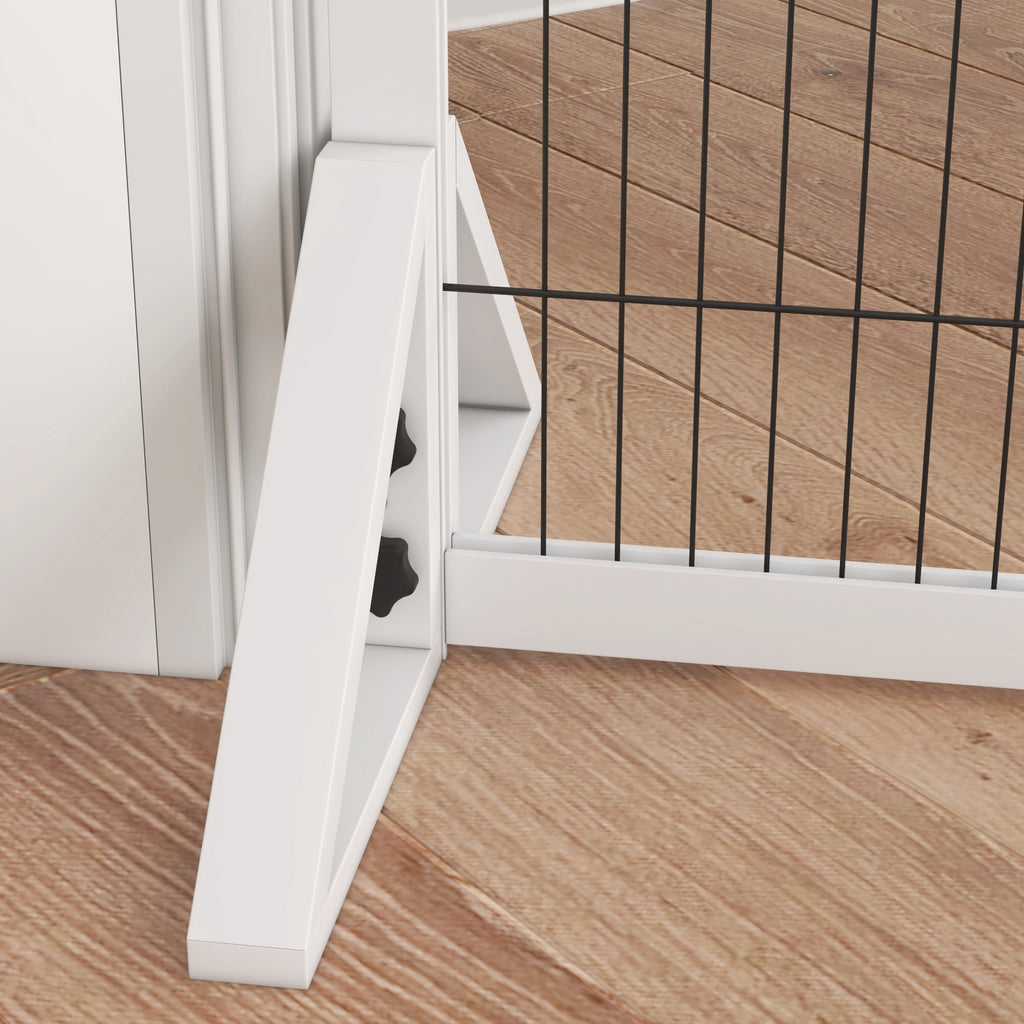 Barrière de sécurité pour chien barrière de protection à 2 panneaux largeur réglable 101-181 cm en bois acier blanc-7