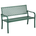 Banc de jardin banc extérieur jardin en acier avec dossier à motif floral pour 2 personnes 127 x 63 x 83 cm vert foncé-0