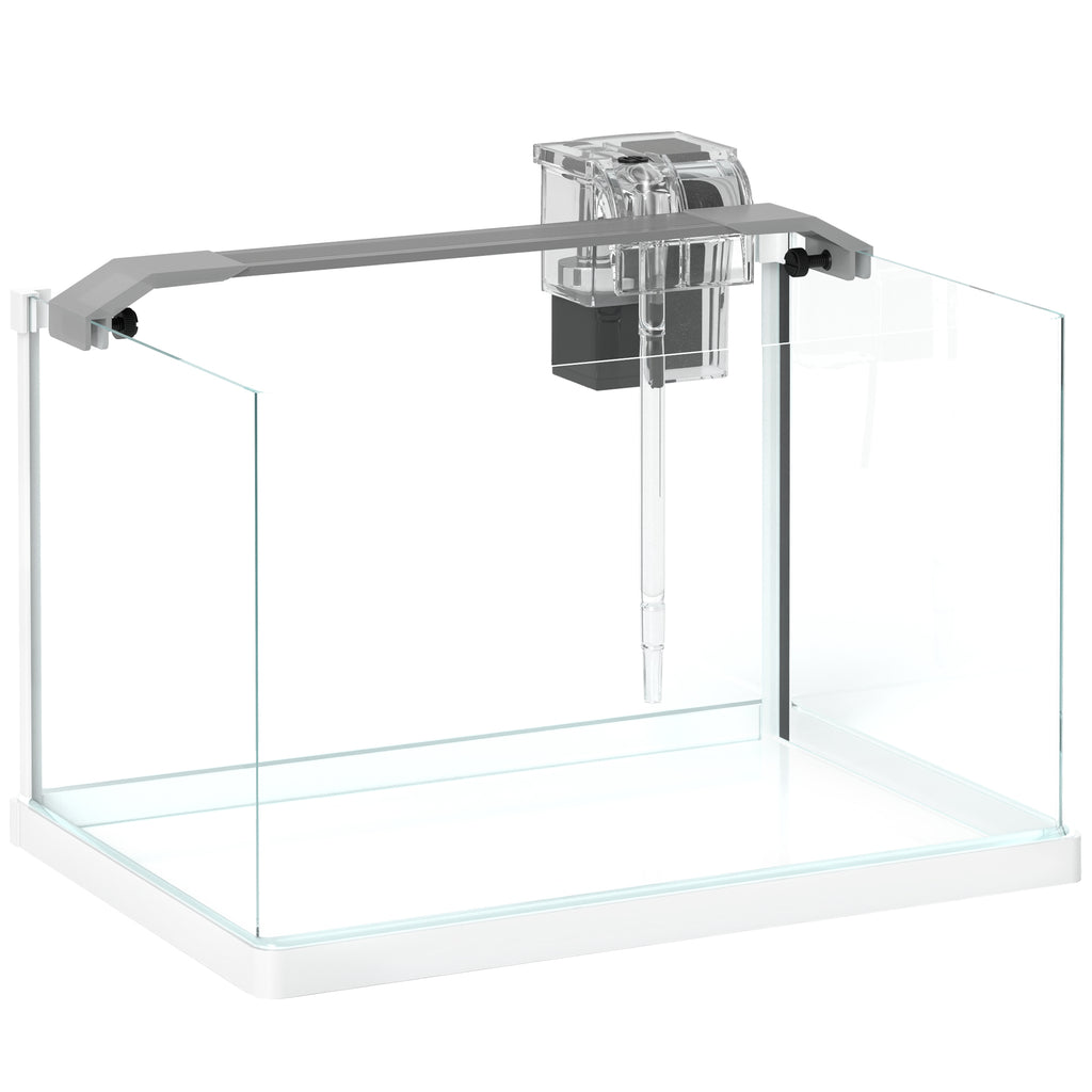 Aquarium en verre avec lumières LED aquarium de 20L pompe à filtre 38 x 26 x 27 cm blanc-0