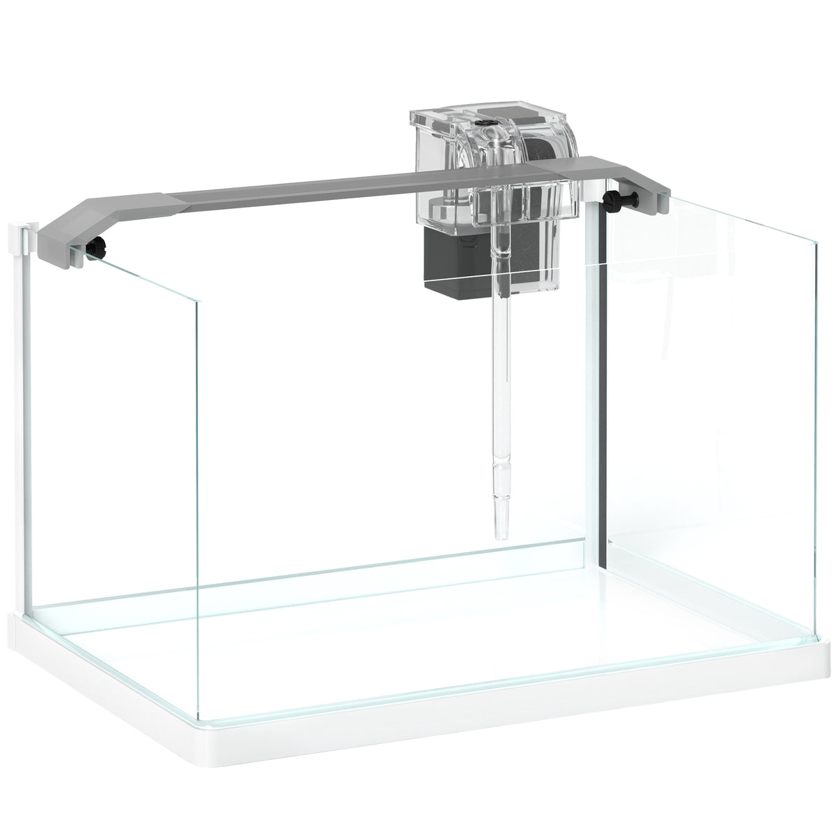 Aquarium en verre avec lumières LED aquarium de 20L pompe à filtre 38 x 26 x 27 cm blanc-0