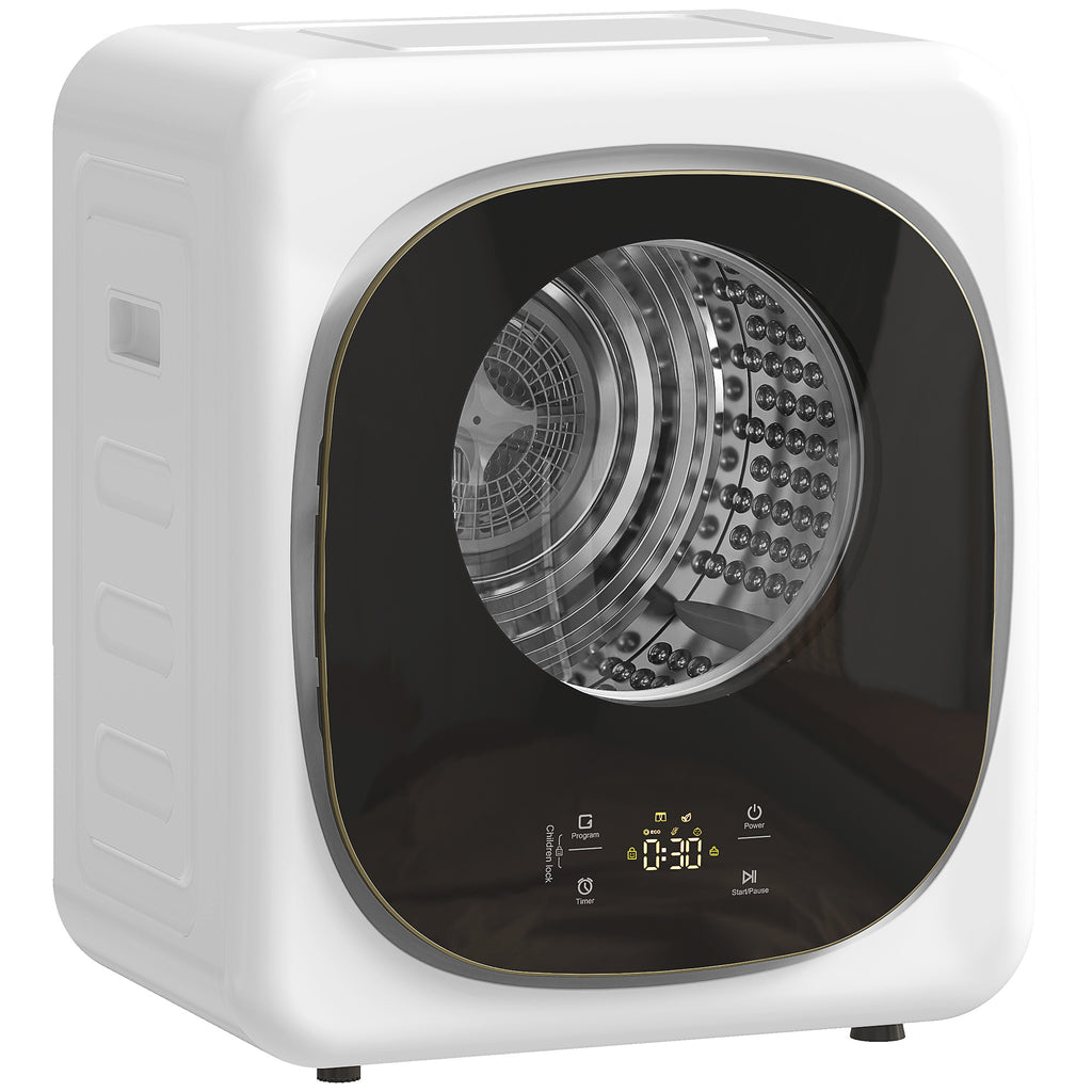 Sèche-linge à évacuation portable 4 Kg, sèche-linge 800 W compact, 5 modes de séchage, minuterie, blanc-0