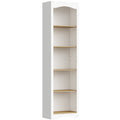 Bibliothèque Arquée 5 Niveaux, Étagère à Livres, Meuble de Rangement, Étagères Réglables, 50x30x183cm, Blanc et Chêne-0