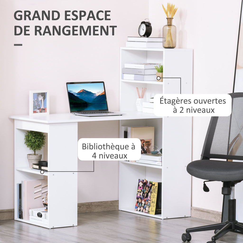 Bureau informatique, bureau avec rangement, 6 compartments ouverts, table d'ordinateur pour chambre, studio, 120-4