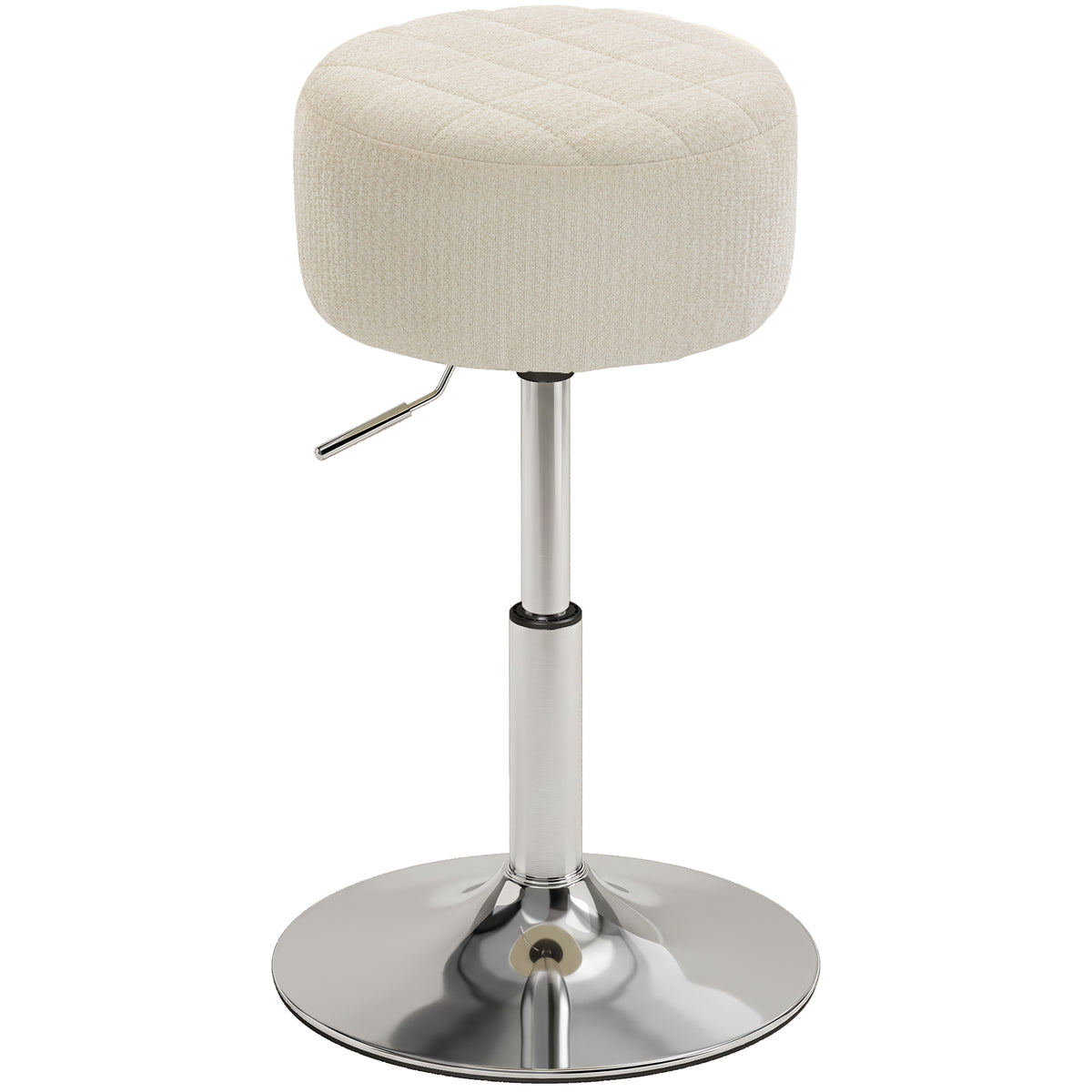 Tabouret de coiffeuse en chenille, tabouret de maquillage pivotant, tabouret de bar réglable en hauteur 51-66 cm, crème-0