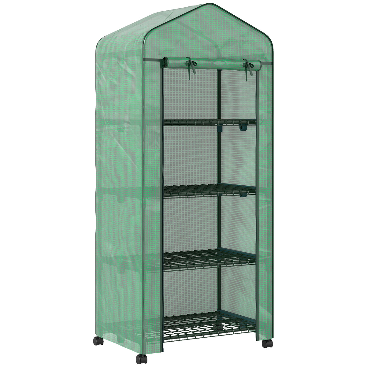 Serre de jardin balcon étagère serre 4 niveaux 69L x 50l x 165H cm acier époxy bâche amovible PE haute densité vert-0