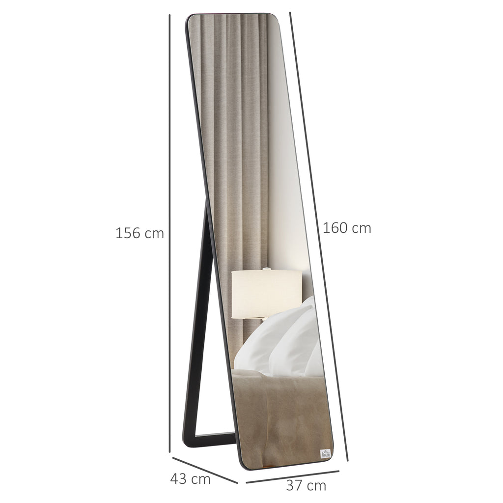 Miroir sur Pied et Mural rectangulaire dim. 37L x 43l x 156H cm MDF Aspect Noir-2
