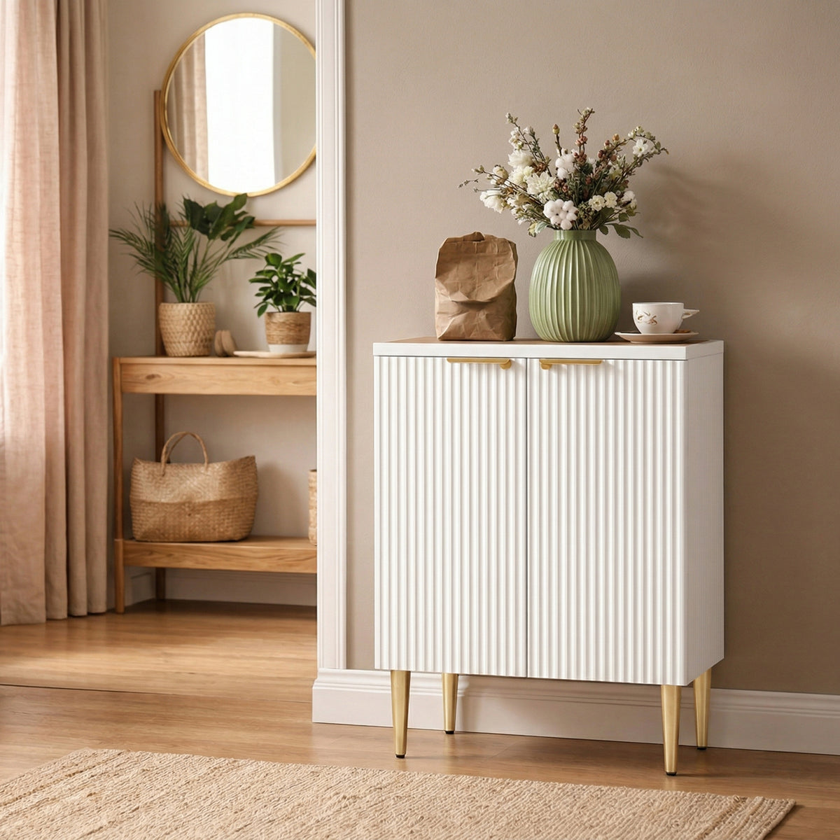 Buffet cuisine meuble de rangement avec 2 portes étagère réglable pieds métalliques surélevés 60 x 40 x 80 cm blanc-1
