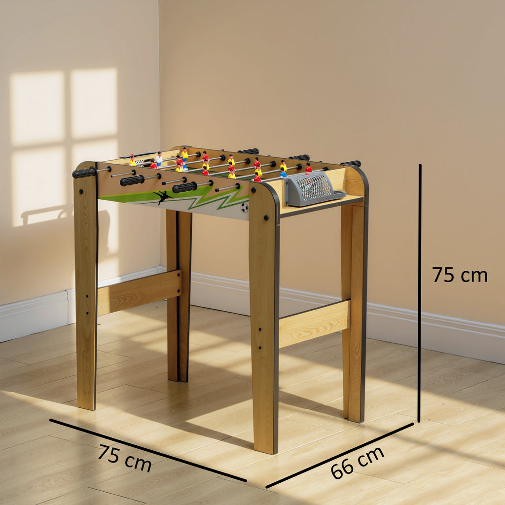 Baby-Foot Enfant 18 Joueurs 2 Balles, Barres 360°, Poignées Antidérapantes, Compteurs de Score, 75x66x75cm, Bois Naturel-2