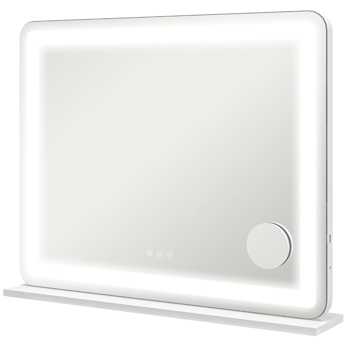 Miroir Lumineux LED intensité 3 modes d'éclairage, grossissement 10X,  port de charge USB, touche tactile - 80 x 62 cm-0