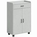 Meuble à Chaussures, Armoire à Chaussures avec 2 Portes, Tiroir, 5 Compartiments et Étagères Réglables, Gris-0