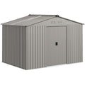 Abri de jardin 5,4 m² dim. 2,77 x 1,95 x 1,92 m fondation incluse porte coulissante ventilations tôle acier, anthracite-0