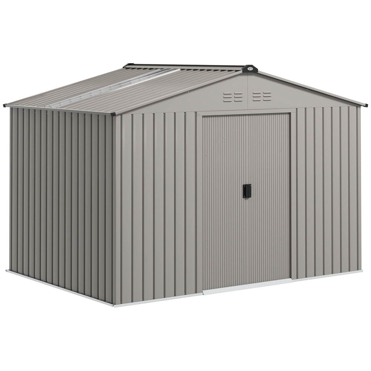 Abri de jardin 5,4 m² dim. 2,77 x 1,95 x 1,92 m fondation incluse porte coulissante ventilations tôle acier, anthracite-0