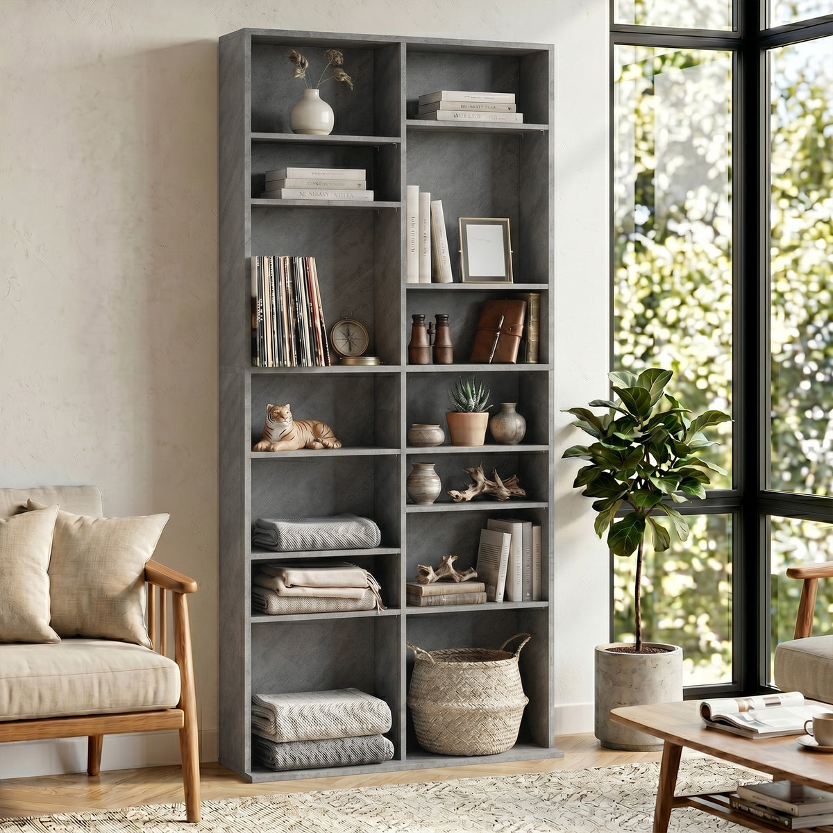 Rangements pour CD et DVD 18 compartiments capacité max. 640 CD/360 DVD 430 Blu-ray 78,5 x 24 x 175 cm gris clair-7