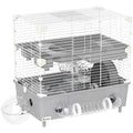 Cage pour hamster  à 2 niveaux avec roue de course salle de bain en sable pour hamster nain 44,5 x 28 x 44 cm gris-0