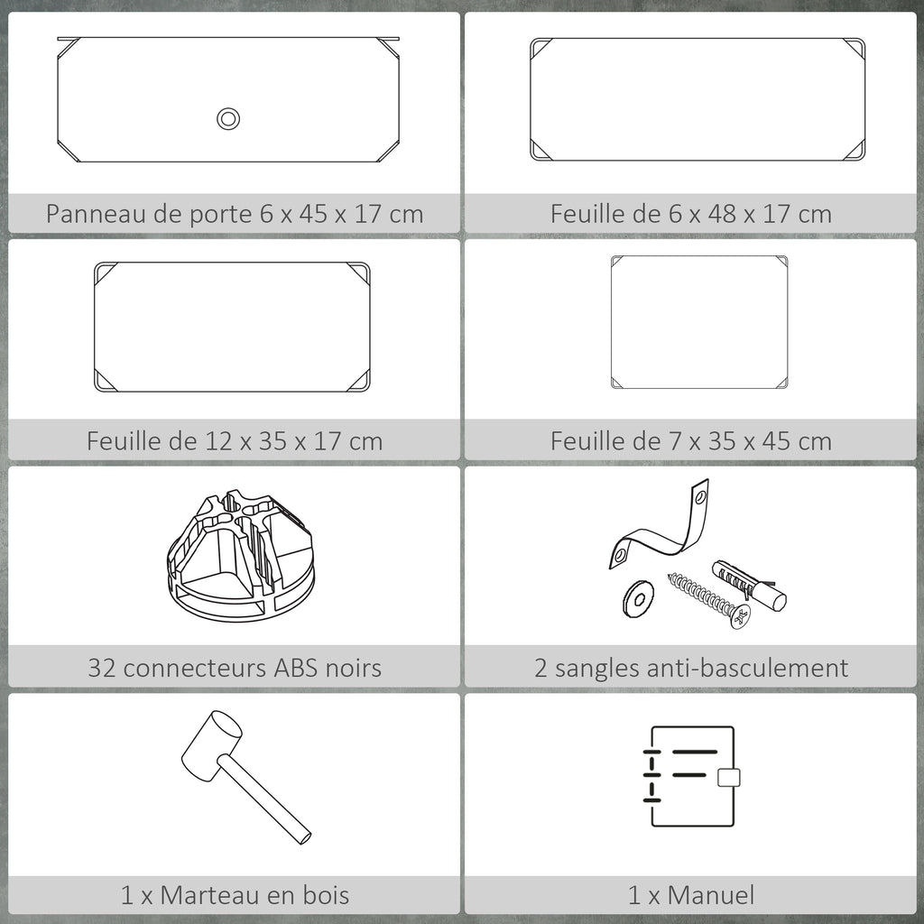 Armoire à chaussures modulable, meuble de rangement avec 6 cubes empilable en plastique, 49 x 36,5 x 108 cm blanc-5