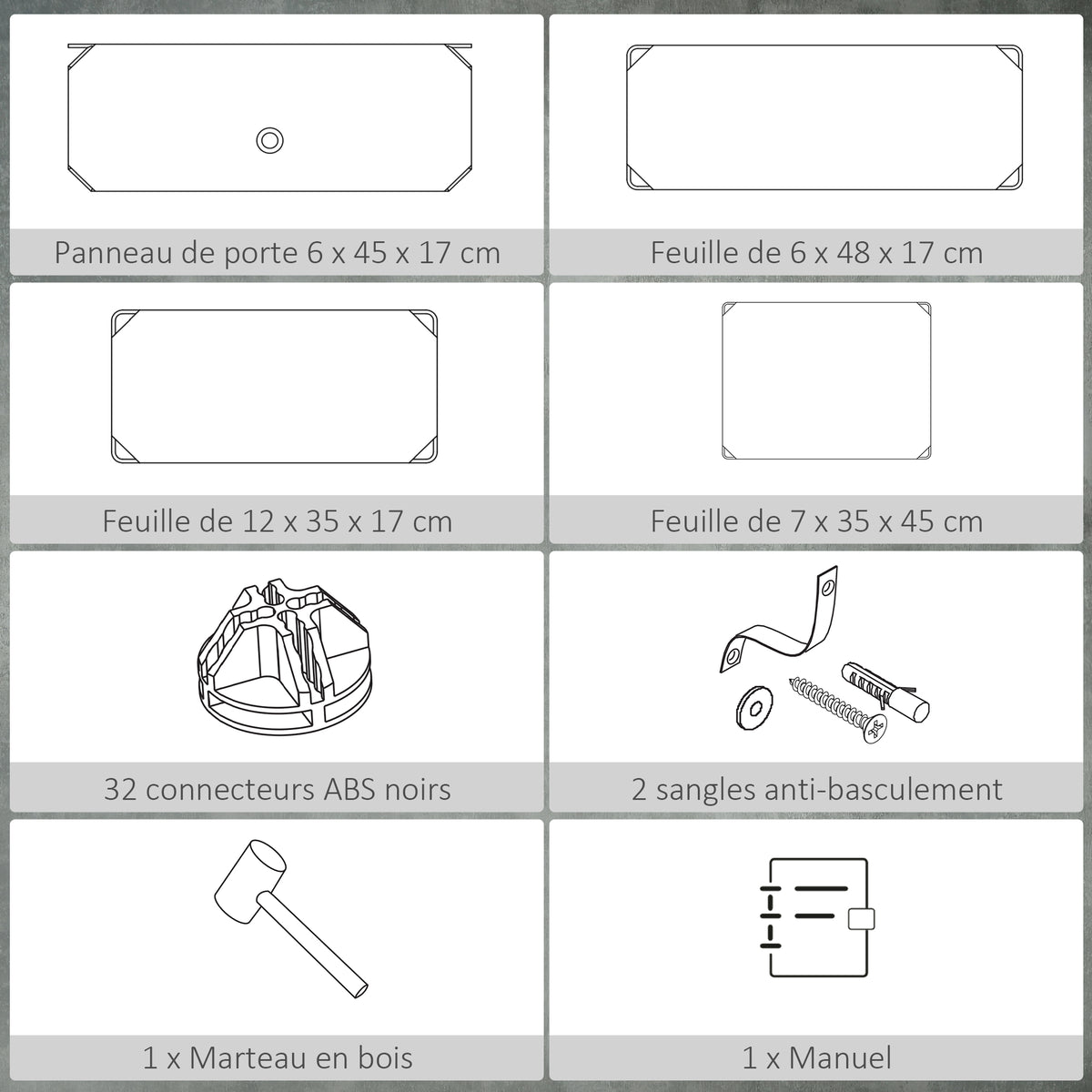 Armoire à chaussures modulable, meuble de rangement avec 6 cubes empilable en plastique, 49 x 36,5 x 108 cm blanc-5