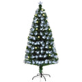 Sapin Noël Artificiel Lumineux 120H cm Fibre Optique LED + 20 Ampoules + Support Pied 130 Sommet Brillante Vert-0