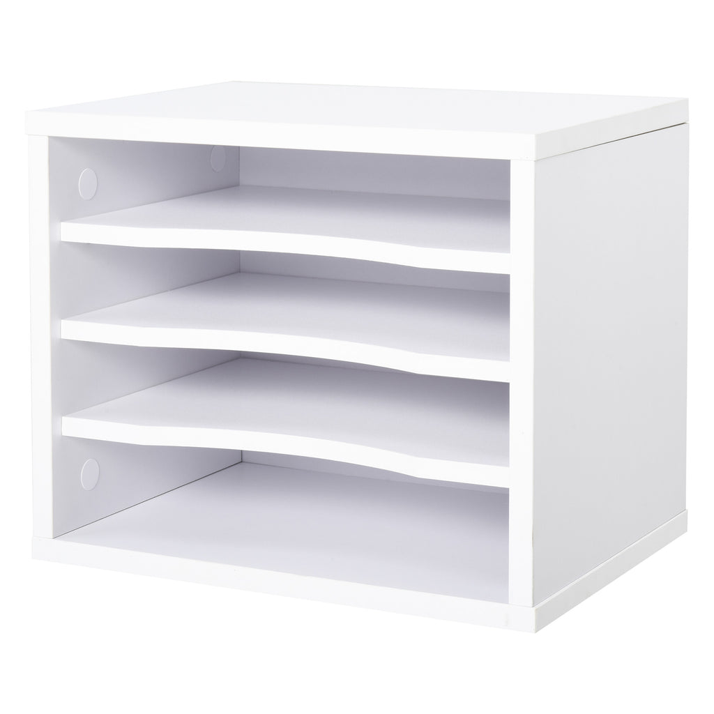 Organiseur bureau bois blanc avec 4 couches fournitures support d'imprimante dim. 35,5L x 25l x 28,6H cm-0