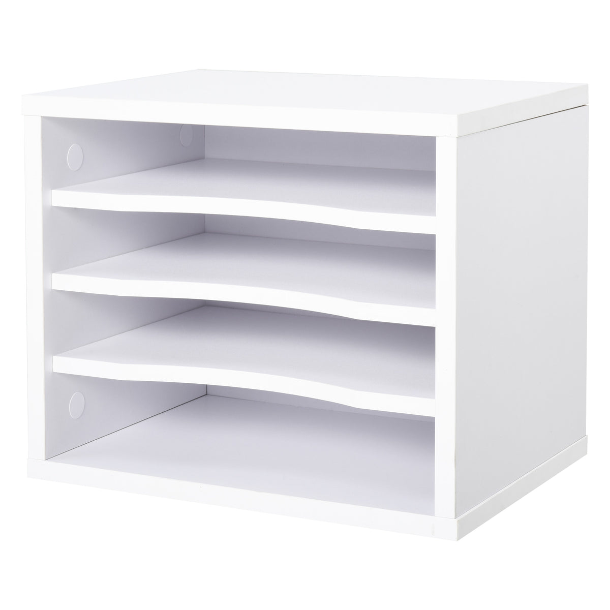 Organiseur bureau bois blanc avec 4 couches fournitures support d'imprimante dim. 35,5L x 25l x 28,6H cm-0