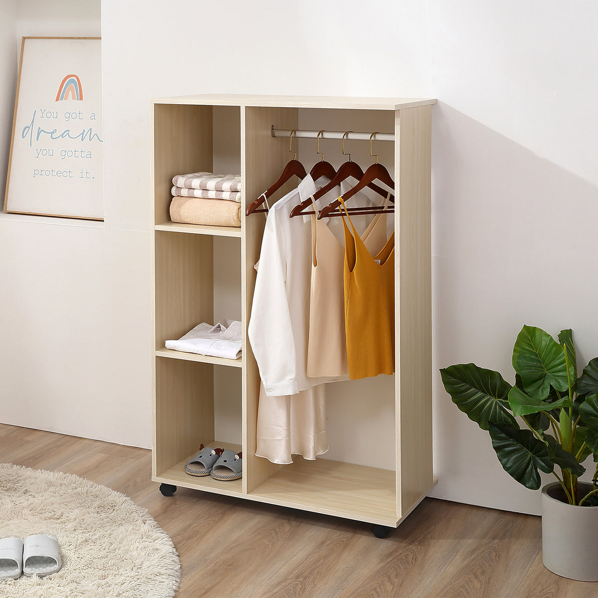 Armoire penderie Armoire de Rangement Mobile Panneaux de Particules Coloris chêne Clair-1
