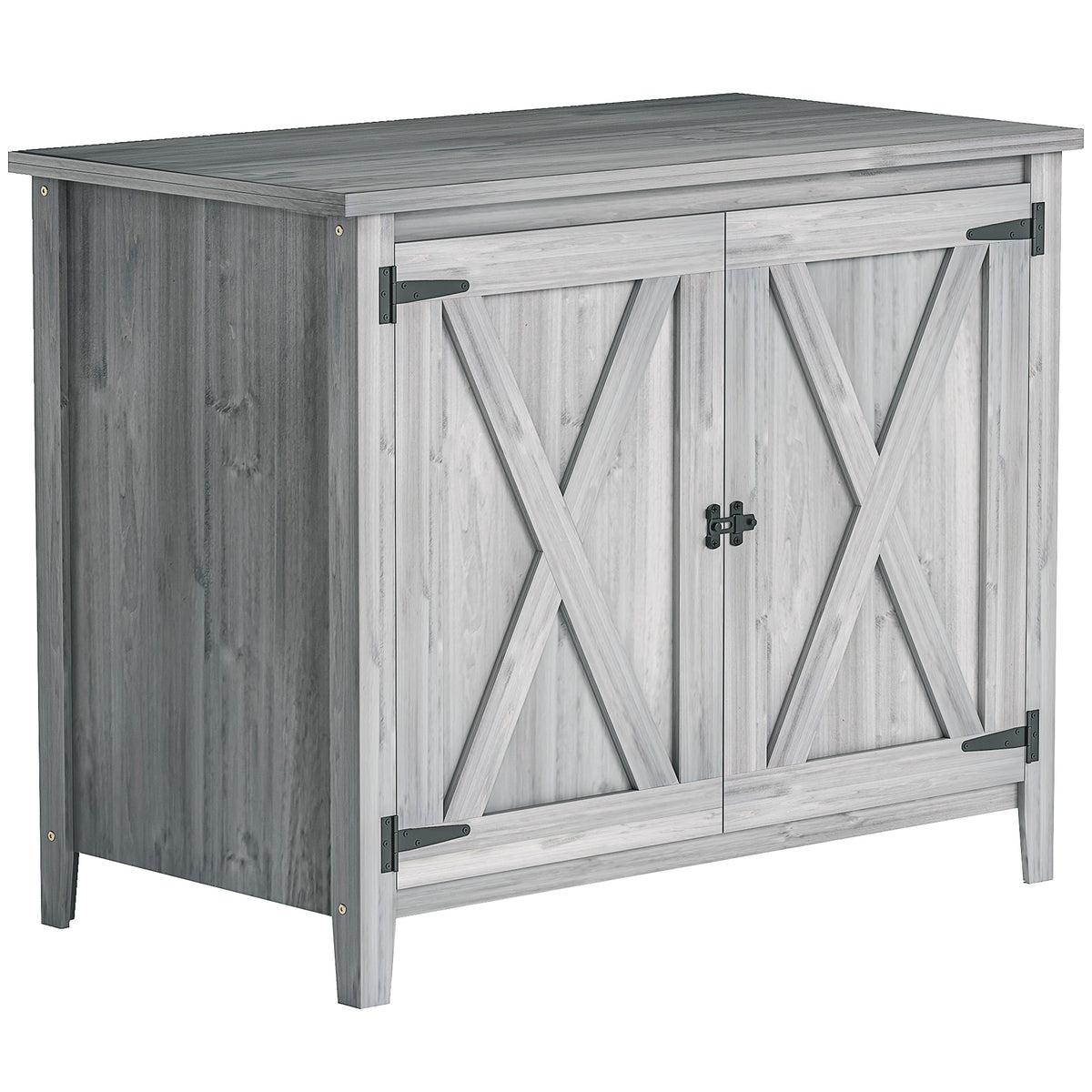 Armoire de jardin en bois, placard de jardin en bois avec étagères et double portes, 110 x 60 x 88,5 cm, gris clair-0