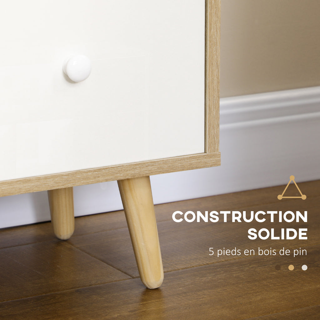 Meuble TV pour télévision jusqu'à 45 pouces pieds en bois massif style scandinave 3 niches 1 placard 120 x 30 x 60 cm-6
