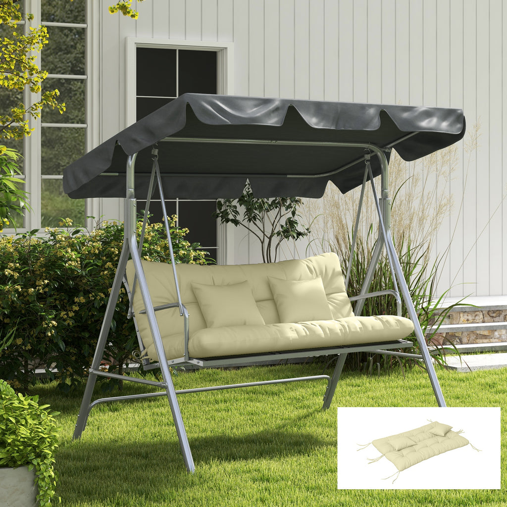 Ensemble de 4 coussins d'extérieur pour balancelle de jardin, 1 coussin d'assise coussins de dossier et 2 oreillers-6