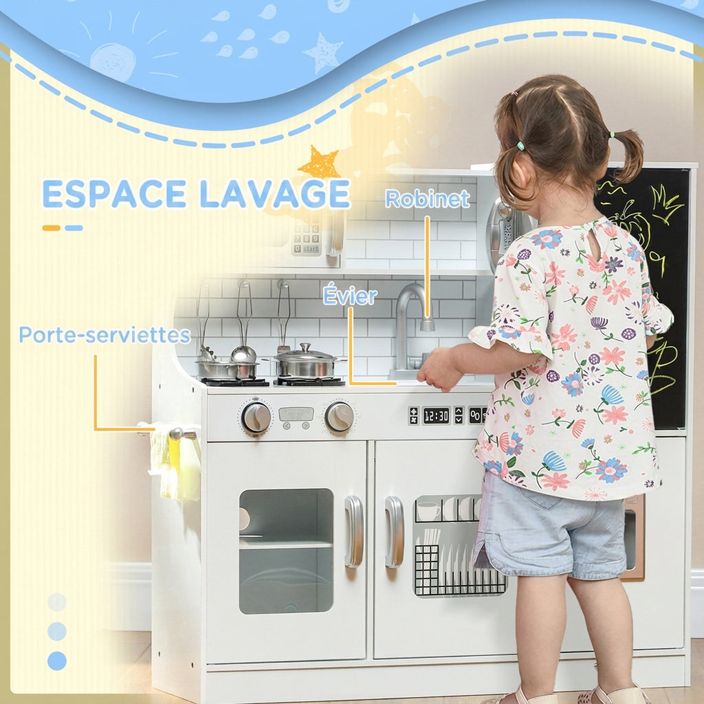 Cuisine enfant jouet d'imitation pour enfant - dinette enfant de 3-8 ans, blanc-5
