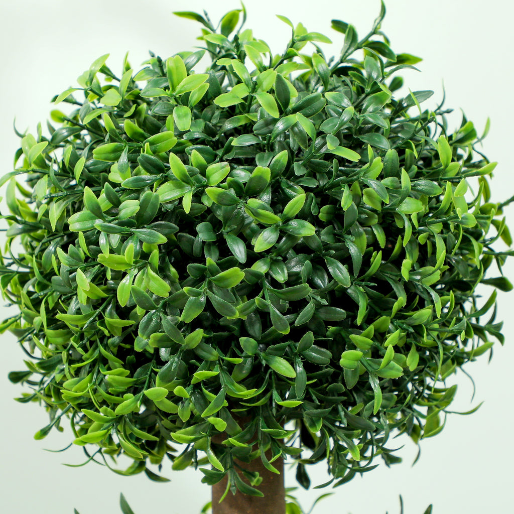 Lot de 2 arbres artificiels 101,6 cm 3 boules de buis topiaires fausse plante vert PE avec pot intérieur et extérieur-9