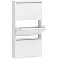 Meuble à Chaussures en Métal 6 Paires, Armoire à Chaussures Étroite avec 3 Tiroirs Rabattables, 55x15x105,5cm, Blanc-0