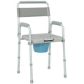 Chaise percée toilette pliable antidérapante hauteur réglable, siège et accoudoirs rembourrés, charge 150 kg, Gris-0