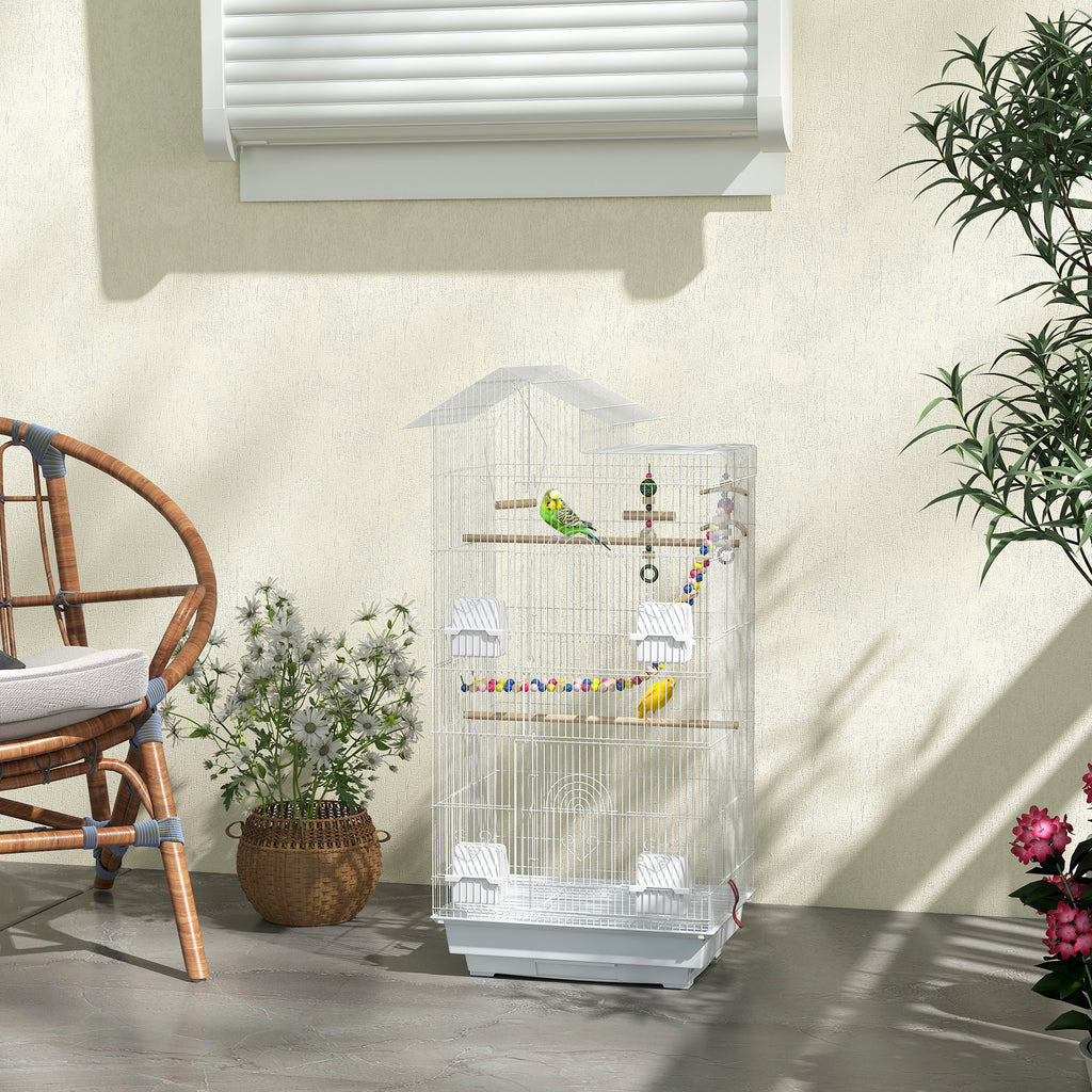 Cage à oiseaux 46 x 36 x 100 cm 4 mangeoires 3 perchoirs cage pour perruche calopsitte conure pinson canaris-9